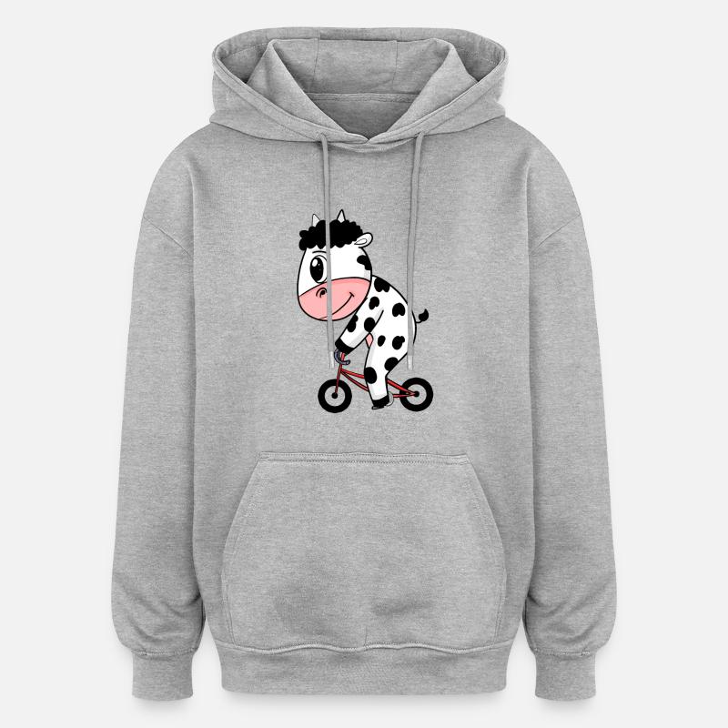 Vélo de vache - Sweat à capuche oversize unisexe - gris chiné