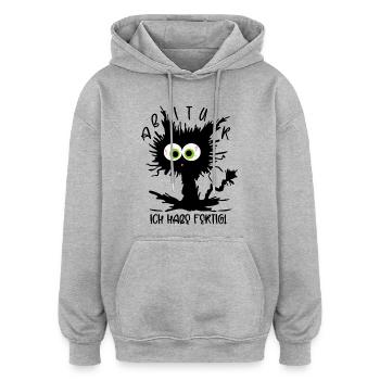 Abitur 2026 - Ich habe fertig - Gestresste Katze - Oversized Unisex Hoodie - Grau meliert - Vorne - Noah (186cm)
