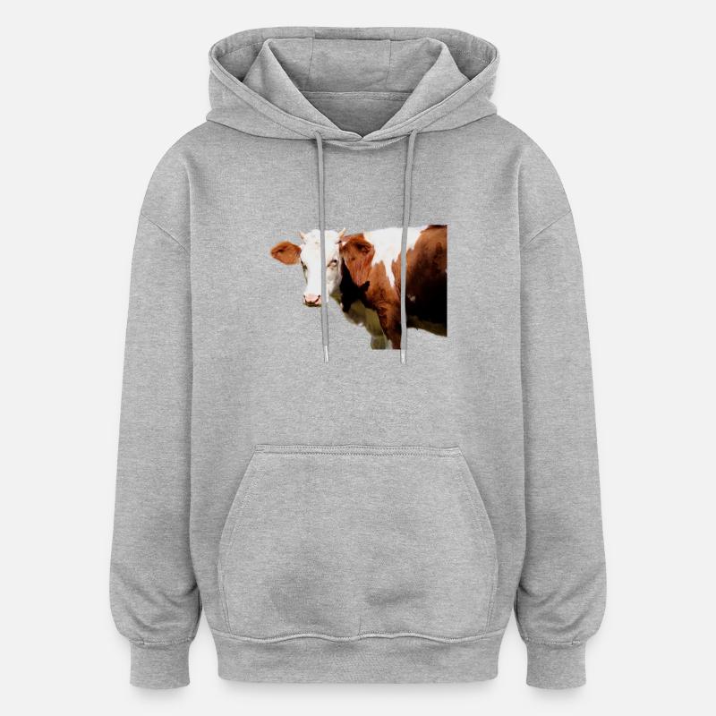 Vache - Sweat à capuche oversize unisexe - gris chiné