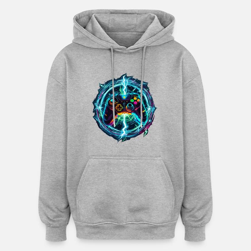 Galaktischer Gaming Controller - Oversized Unisex Hoodie - Grau meliert