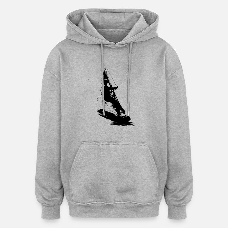 Planche à voile - Sweat à capuche oversize unisexe - gris chiné