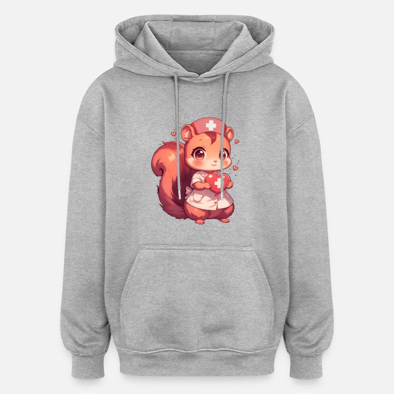 Infirmière Écureuil Infirmière Médecin - Sweat à capuche oversize unisexe - gris chiné