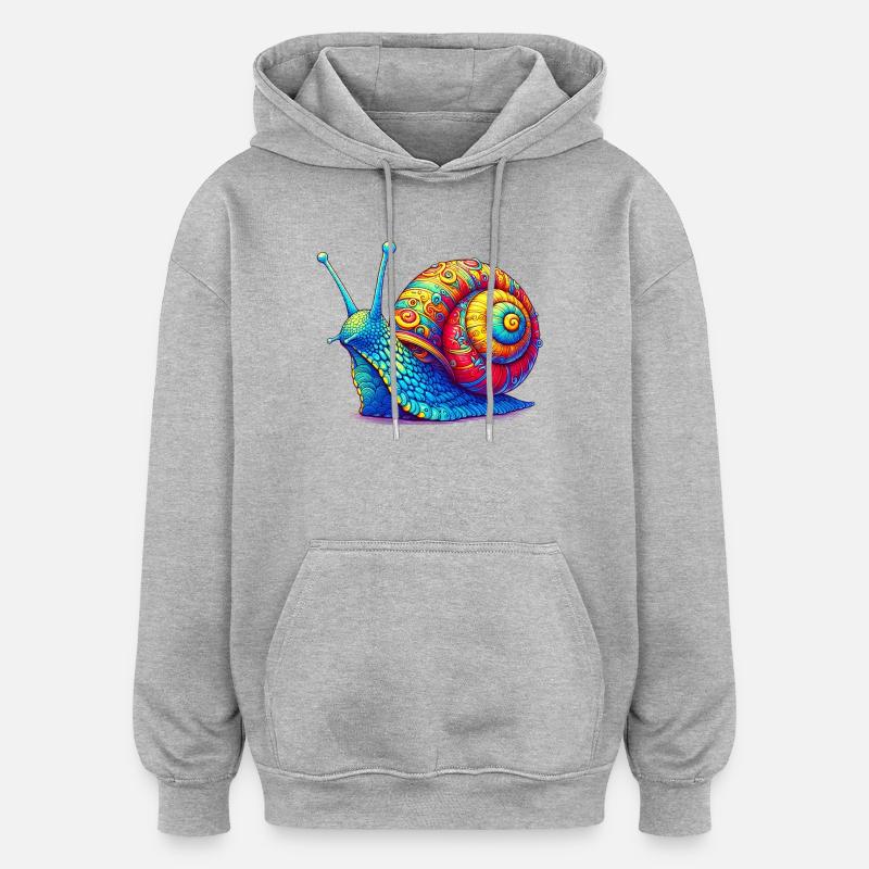Schnecke - Oversized Unisex Hoodie - Grau meliert