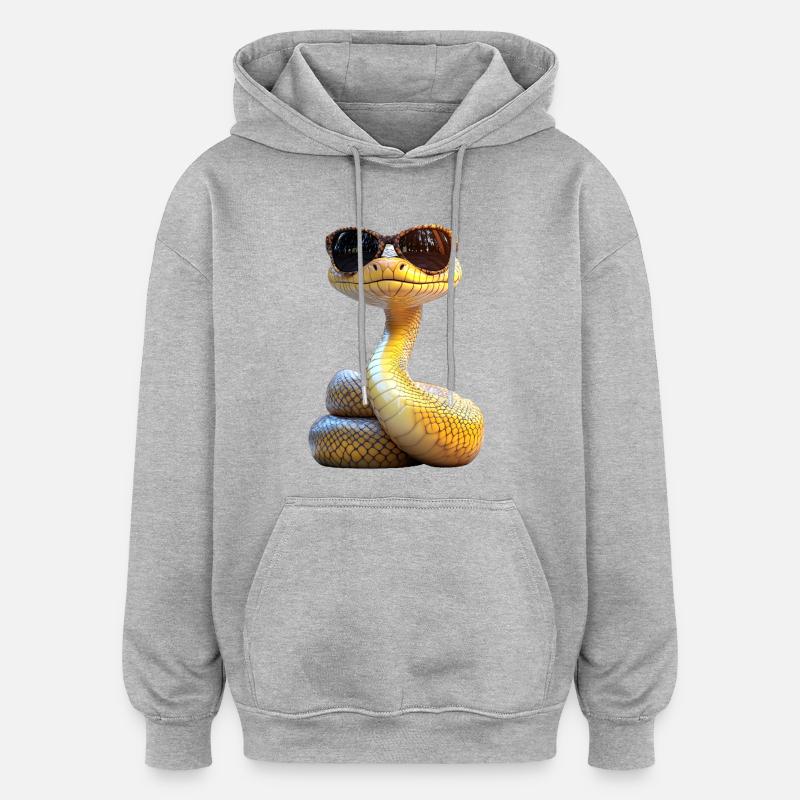 Schlange Python Kobra Mamba Klapperschlange Snake - Oversized Unisex Hoodie - Grau meliert