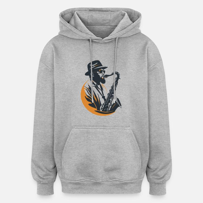 Saxophonist Graphics - Oversized Unisex Hoodie - heather grey