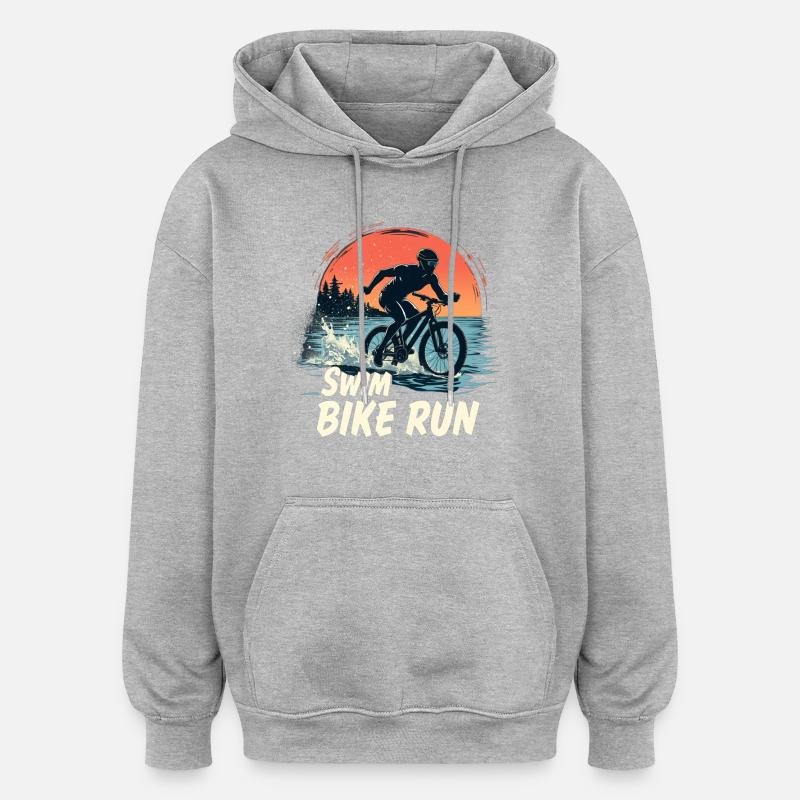 Triathlon-Anzug - Triathlet im Training - Oversized Unisex Hoodie - Grau meliert
