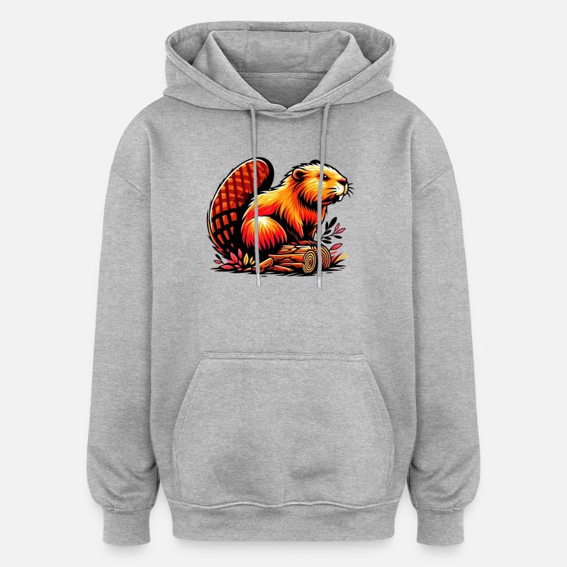 Castor - Sweat à capuche oversize unisexe - gris chiné