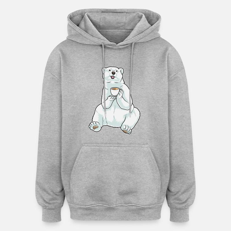 Polar Bear Coffee Mug - Oversized Unisex Hoodie - heather grey