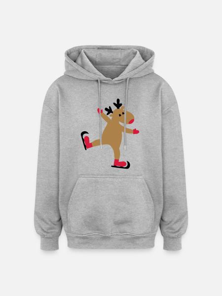 Funny moose for Christmas - Oversized Unisex Hoodie - heather grey