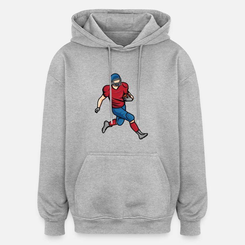 Dessin de garçon de football - Sweat à capuche oversize unisexe - gris chiné