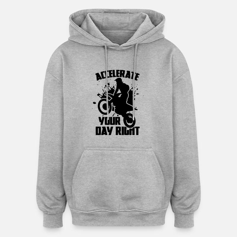 Drôle de dicton de motocross - Sweat à capuche oversize unisexe - gris chiné
