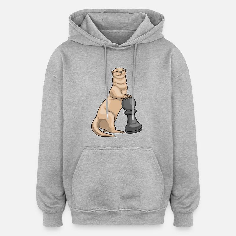 Otter Schachfigur Bauer Schach - Oversized Unisex Hoodie - Grau meliert