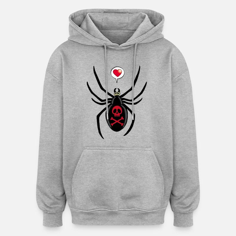 Verliebte schwarze Witwe Spinne - Oversized Unisex Hoodie - Grau meliert