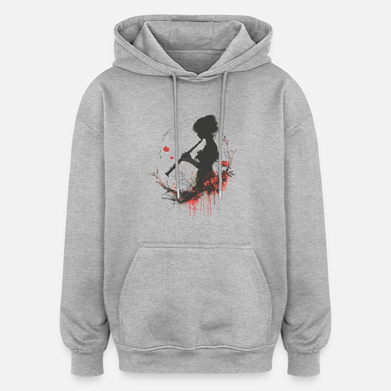 Flötenmädchen - Oversized Unisex Hoodie - Grau meliert