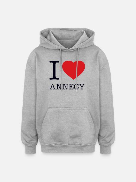 J’ADORE ANNECY - Sweat à capuche oversize unisexe - gris chiné