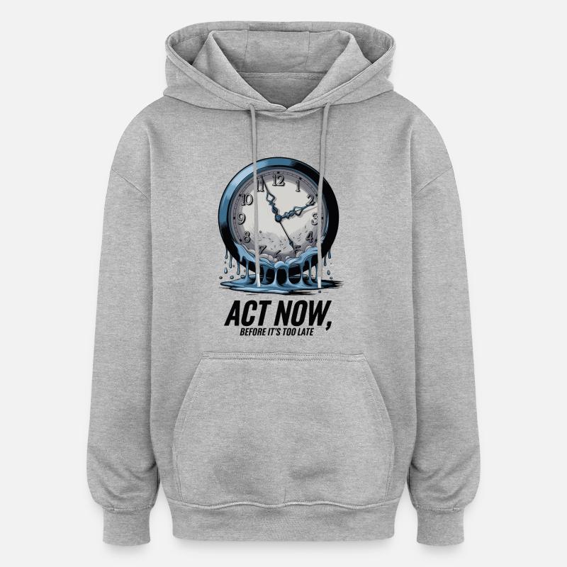 Melting Clock Act Now Klimabewusstsein Kunst - Oversized Unisex Hoodie - Grau meliert