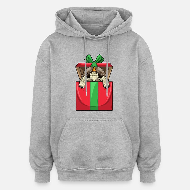 Forfait Anniversaire Tortue - Sweat à capuche oversize unisexe - gris chiné