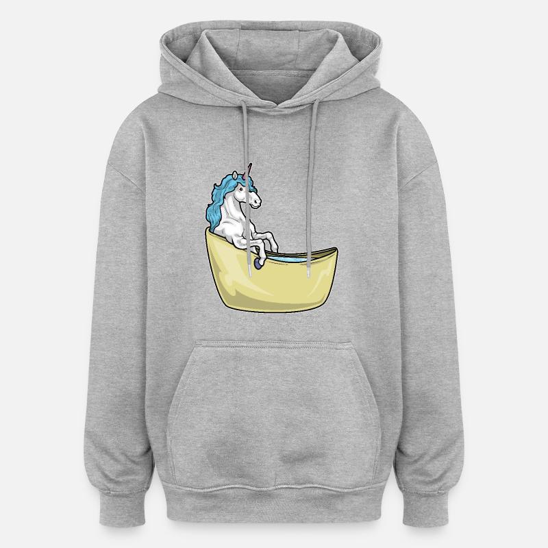 Baignoire Licorne - Sweat à capuche oversize unisexe - gris chiné