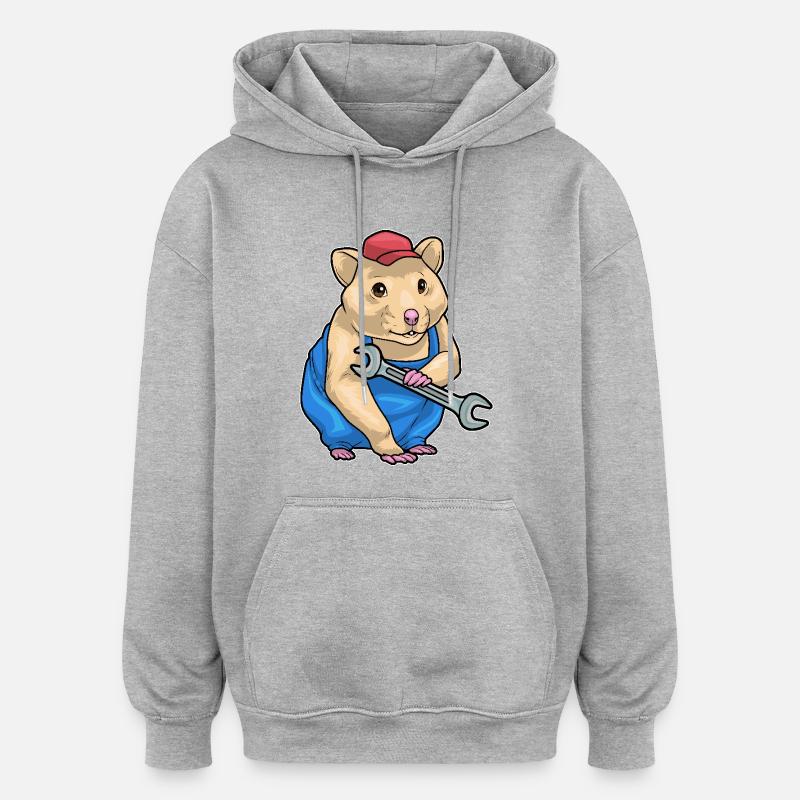 Clé mécanique hamster - Sweat à capuche oversize unisexe - gris chiné