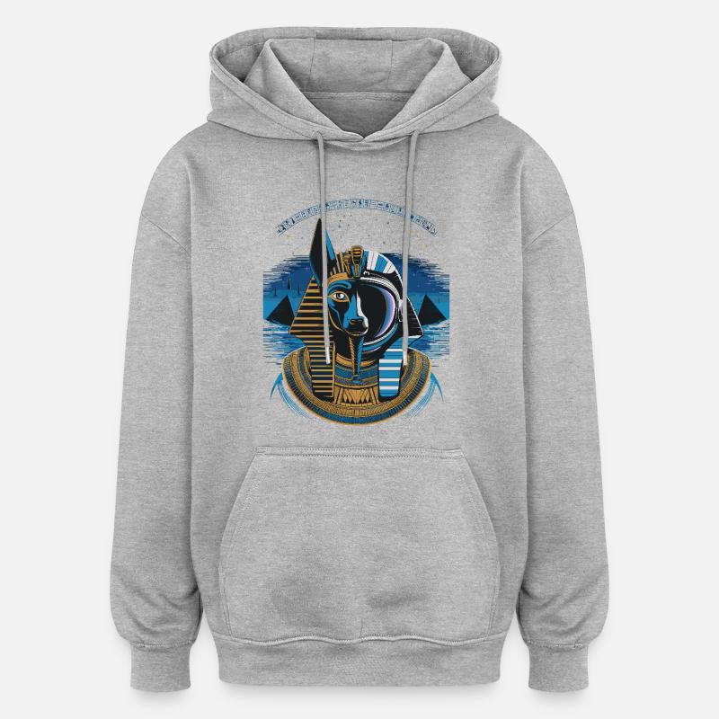 Conception hybride Anubis céleste - Sweat à capuche oversize unisexe - gris chiné