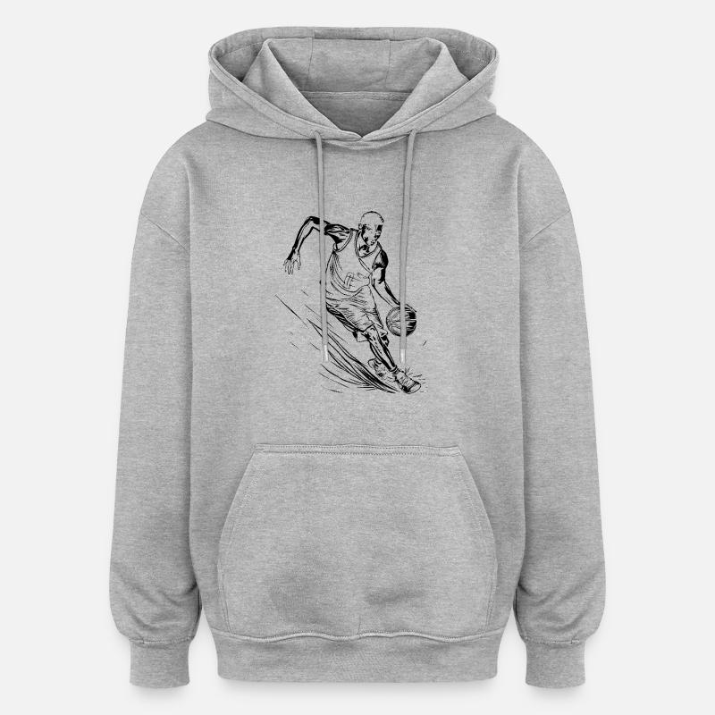 Basketteur - Sweat à capuche oversize unisexe - gris chiné