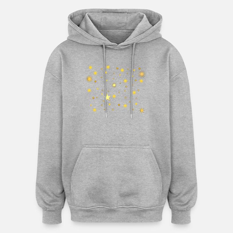 Étincelles de l’étoile dorée - Sweat à capuche oversize unisexe - gris chiné