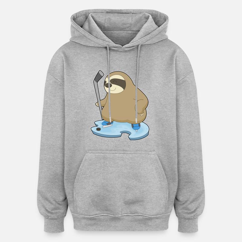 Faultier Eishockey Eishockeyschläger - Oversized Unisex Hoodie - Grau meliert