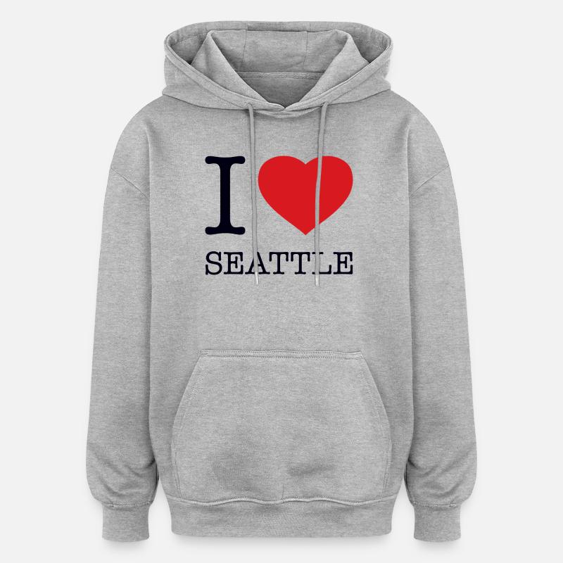 J’ADORE SEATTLE - Sweat à capuche oversize unisexe - gris chiné
