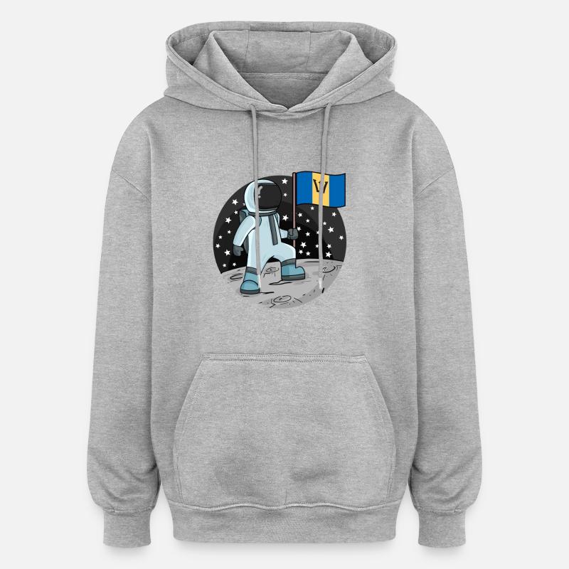 Drapeau astronaute Barbade - Sweat à capuche oversize unisexe - gris chiné