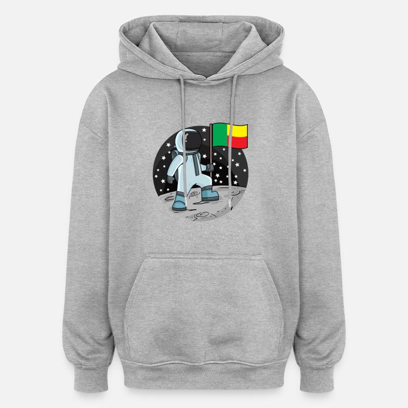 Drapeau astronaute Bénin - Sweat à capuche oversize unisexe - gris chiné