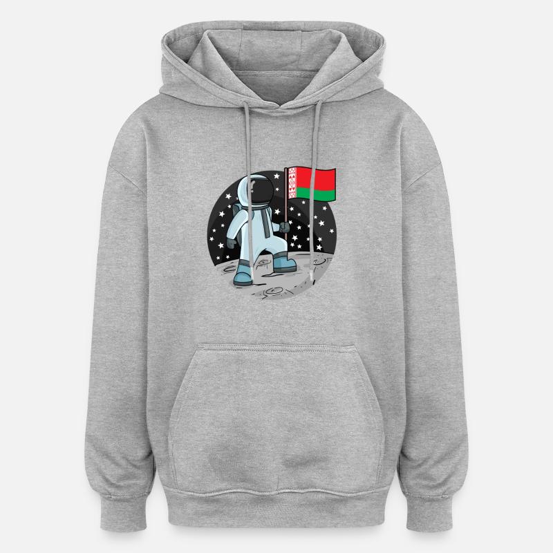 Drapeau astronaute Biélorussie - Sweat à capuche oversize unisexe - gris chiné