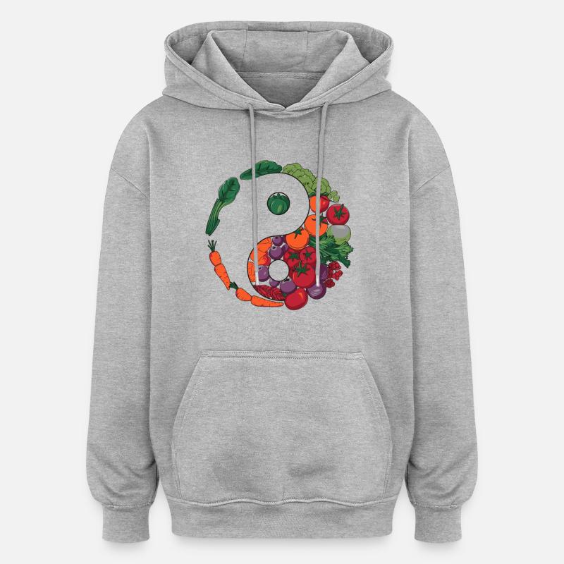 Yin Yang Légumes Équilibre Art - Sweat à capuche oversize unisexe - gris chiné