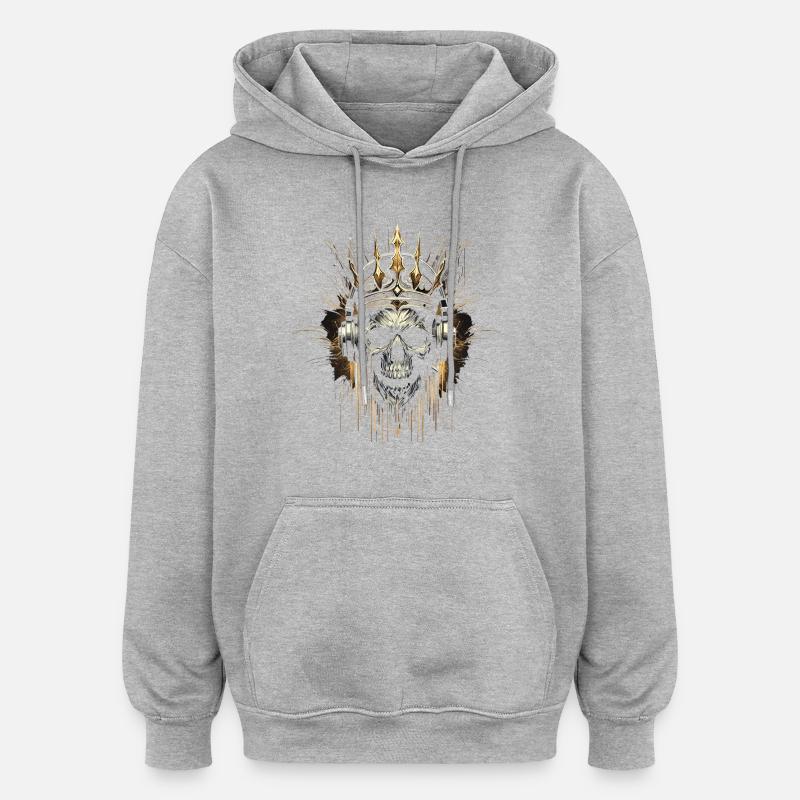 Crâne de jeu avec couronne - Sweat à capuche oversize unisexe - gris chiné