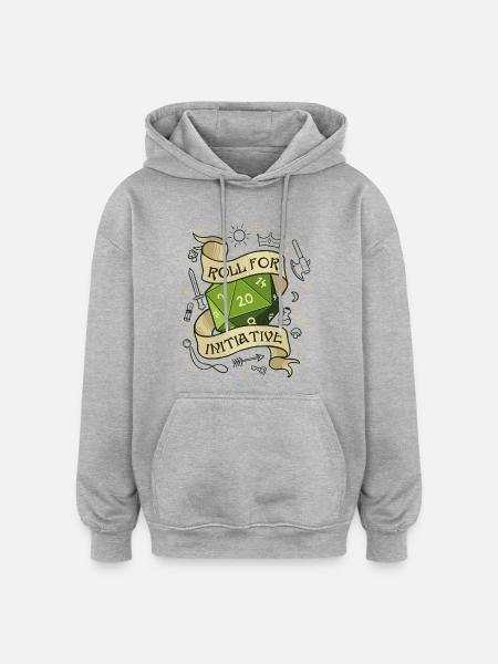 Kast for initiativ – terning af din skæbne - Oversize unisex hoodie - grå meleret