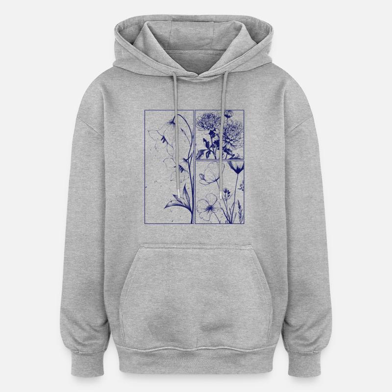 Blumen Chrysantheme Campanula Botanik Geschenk - Oversized Unisex Hoodie - Grau meliert