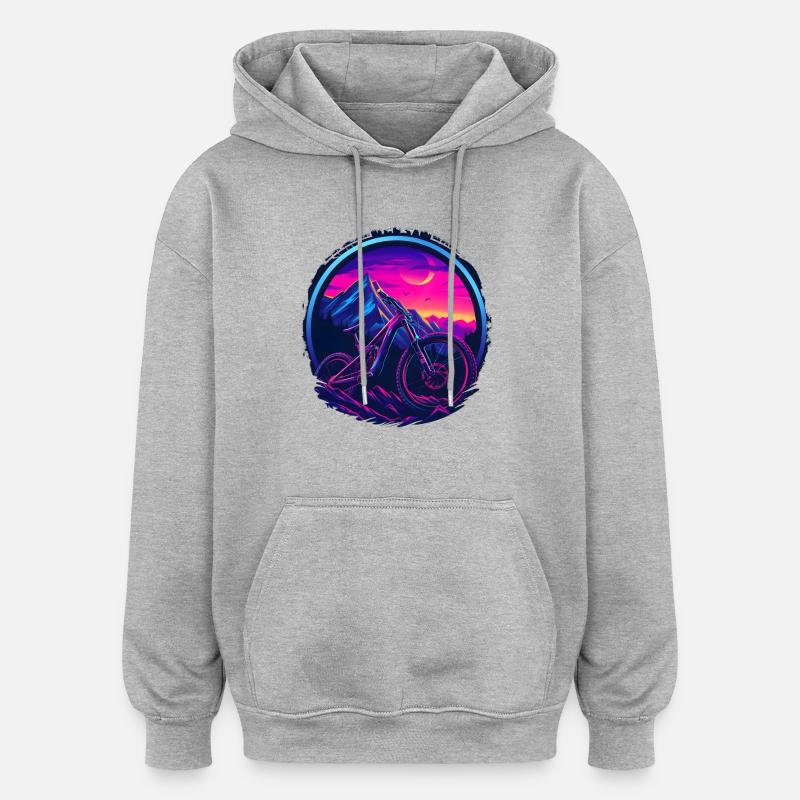 VTT Retrowave - Sweat à capuche oversize unisexe - gris chiné