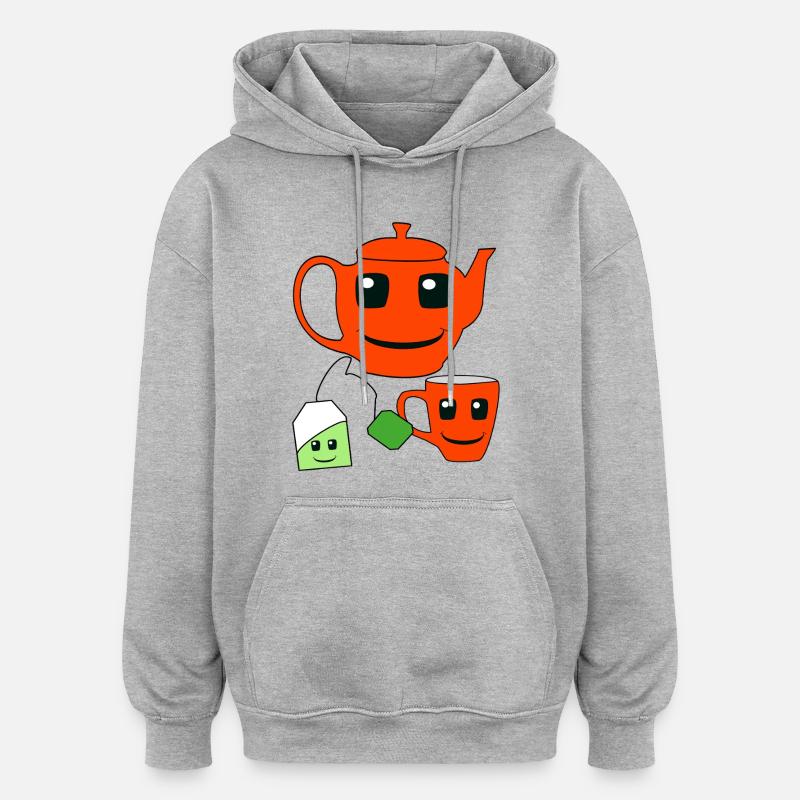 Teekanne Tee Tasse Teebeutel - Oversized Unisex Hoodie - Grau meliert