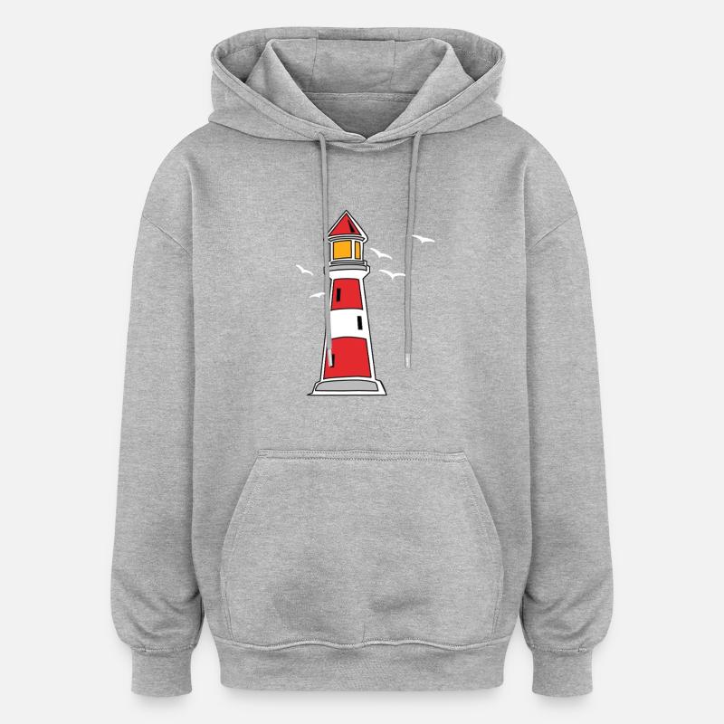 Leuchtturm See Küste maritim - Oversized Unisex Hoodie - Grau meliert