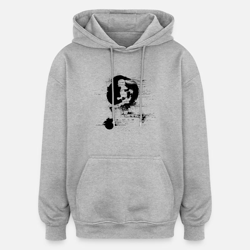Coureur graphique - Sweat à capuche oversize unisexe - gris chiné
