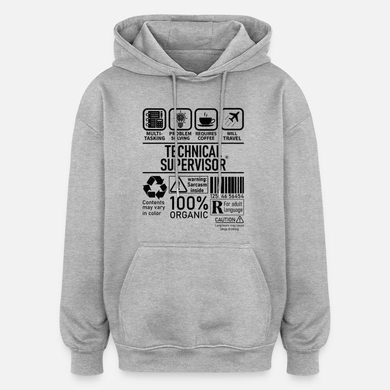 Superviseur technique multitâche résolution de problèmes - Sweat à capuche oversize unisexe - gris chiné