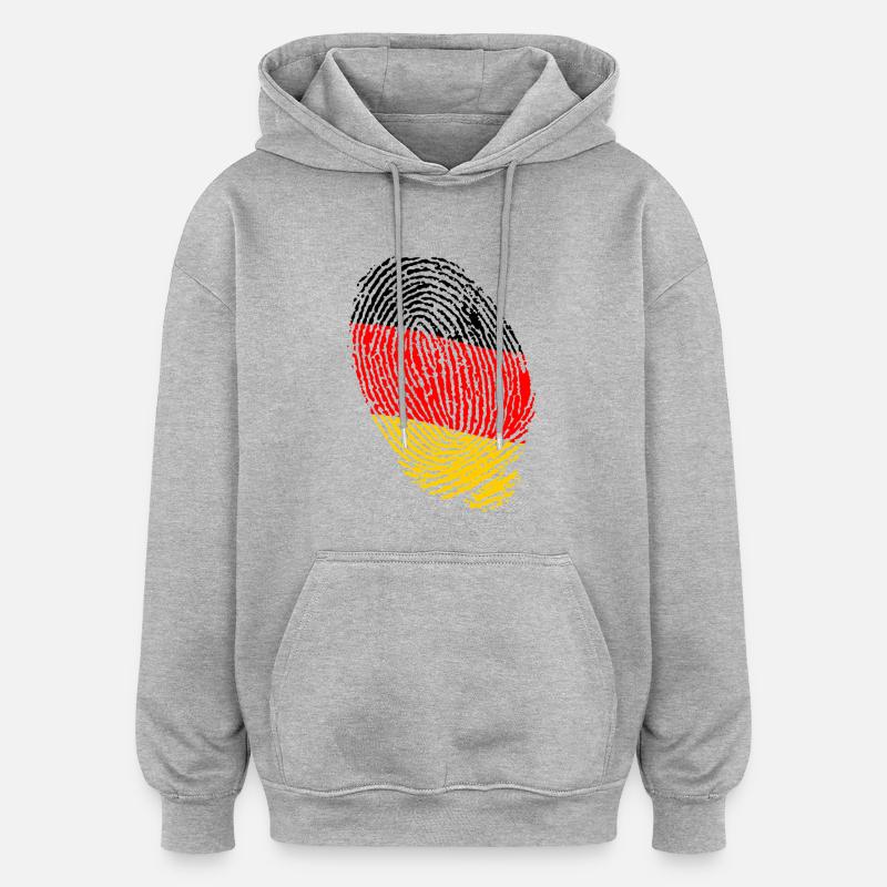 Empreintes digitales du drapeau allemand - Sweat à capuche oversize unisexe - gris chiné
