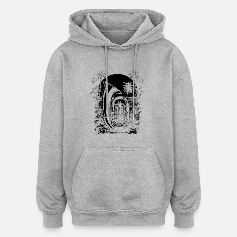 Dessin de tuba - Sweat à capuche oversize unisexe - gris chiné