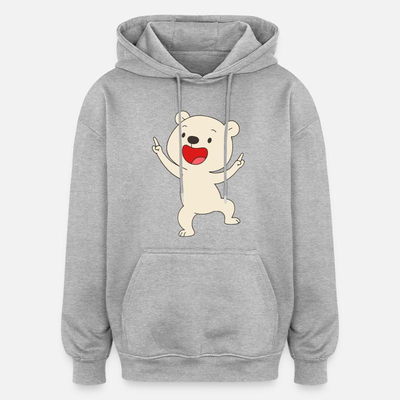 Tanzender Eisbär - Oversized Unisex Hoodie - Grau meliert