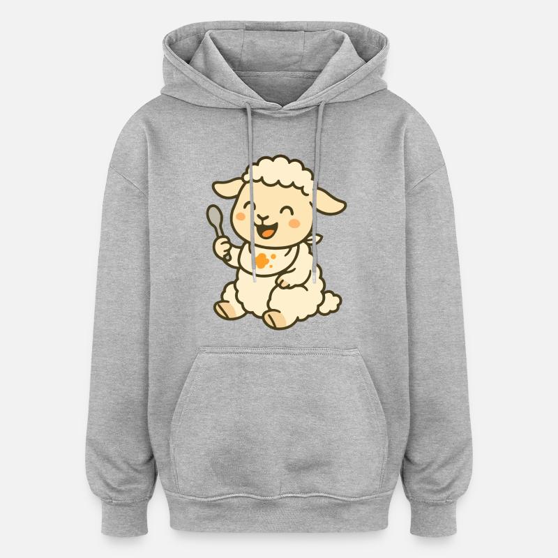 Goûter avec de l’agneau - Sweat à capuche oversize unisexe - gris chiné