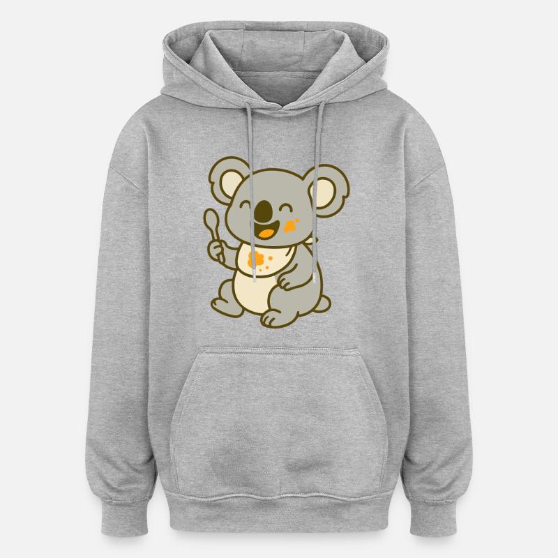 Mignon bébé koala mangeant - Sweat à capuche oversize unisexe - gris chiné