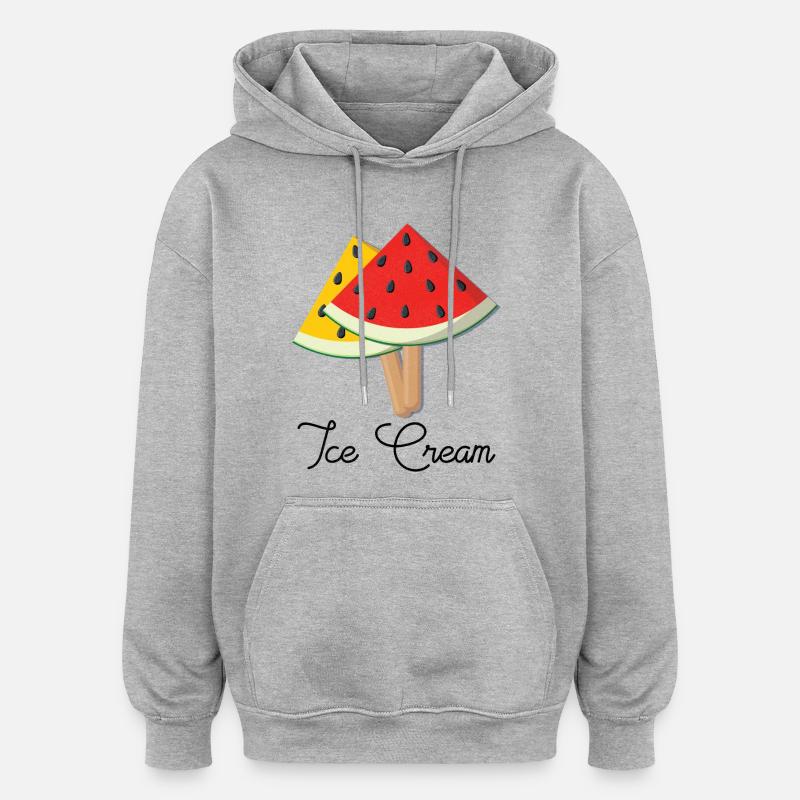 pastèque Glace - Sweat à capuche oversize unisexe - gris chiné