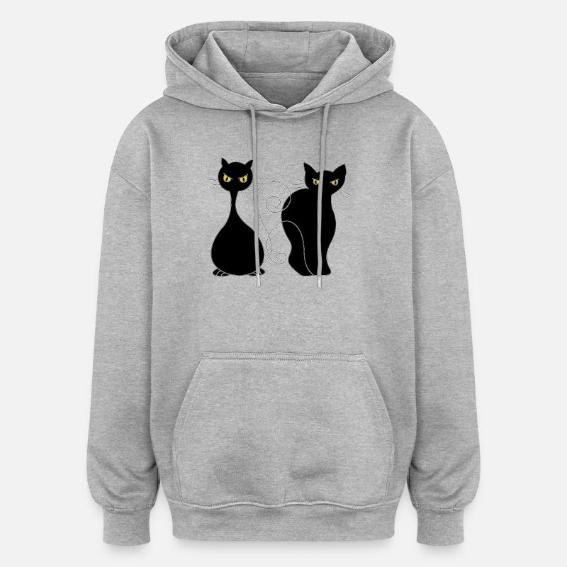 Chats - Sweat à capuche oversize unisexe - gris chiné