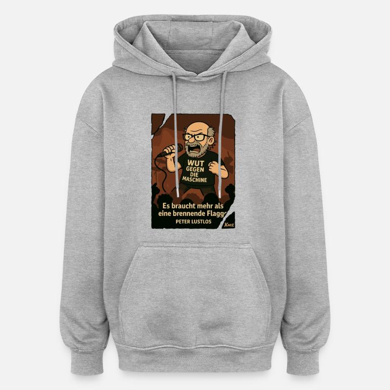 Protestierender Peter Lustlos mit Mikrofon - Oversized Unisex Hoodie - Grau meliert
