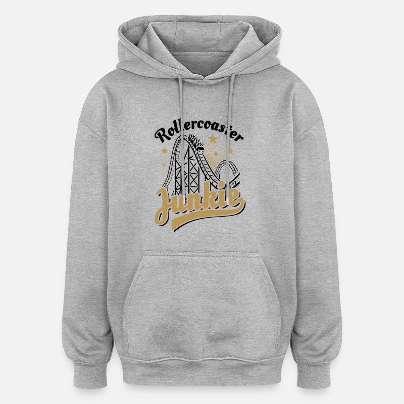 Rollercoaster Junkie - Roller Coaster - Boucle - Sweat à capuche oversize unisexe - gris chiné