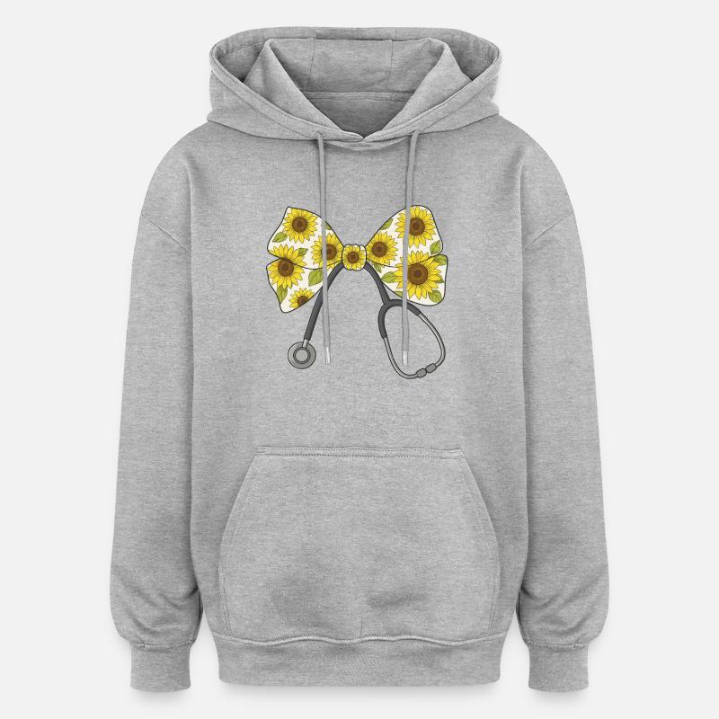 Infirmière, Stéthoscope, Boucle - Sweat à capuche oversize unisexe - gris chiné